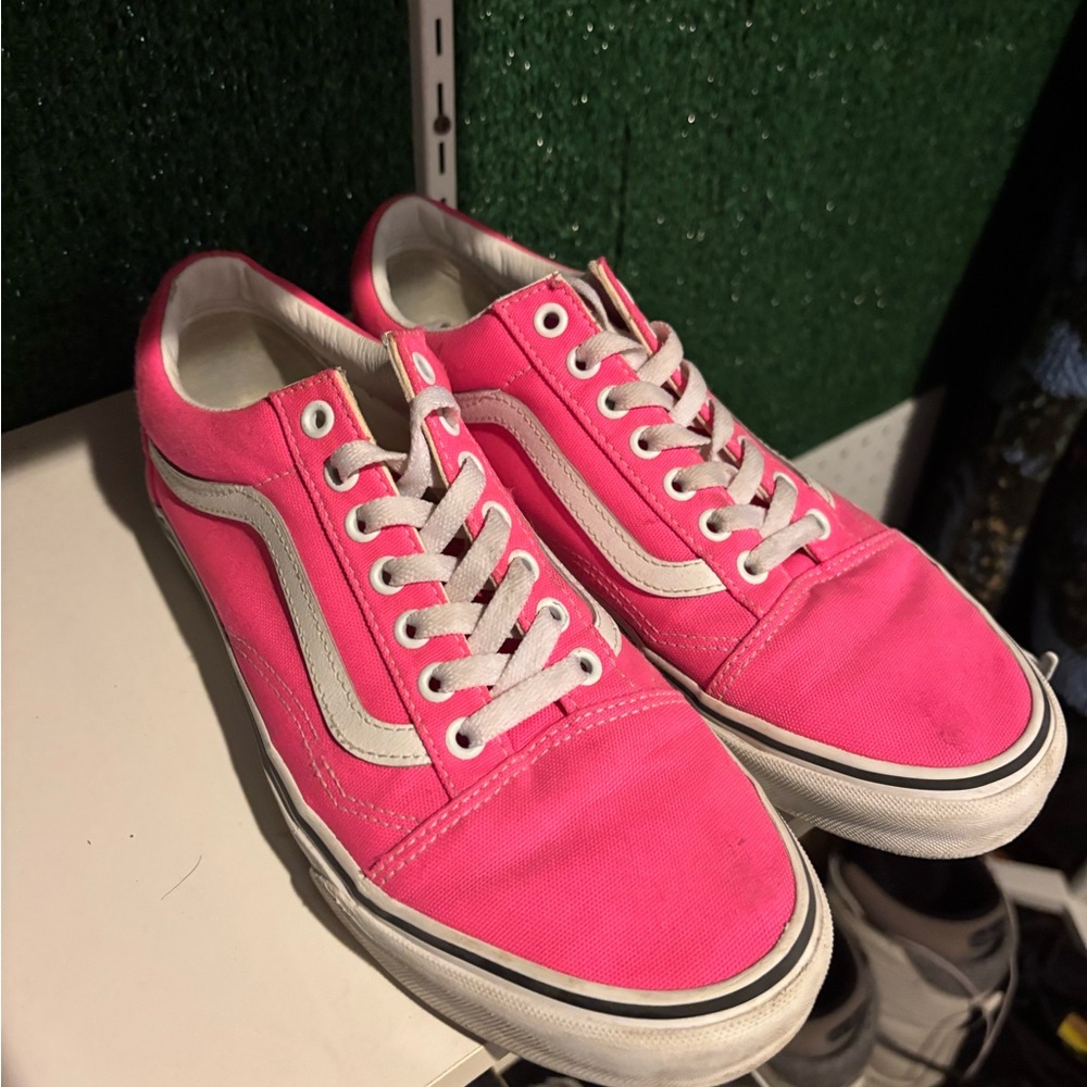Vans Pink and White Canvas Sneakers Classic Style